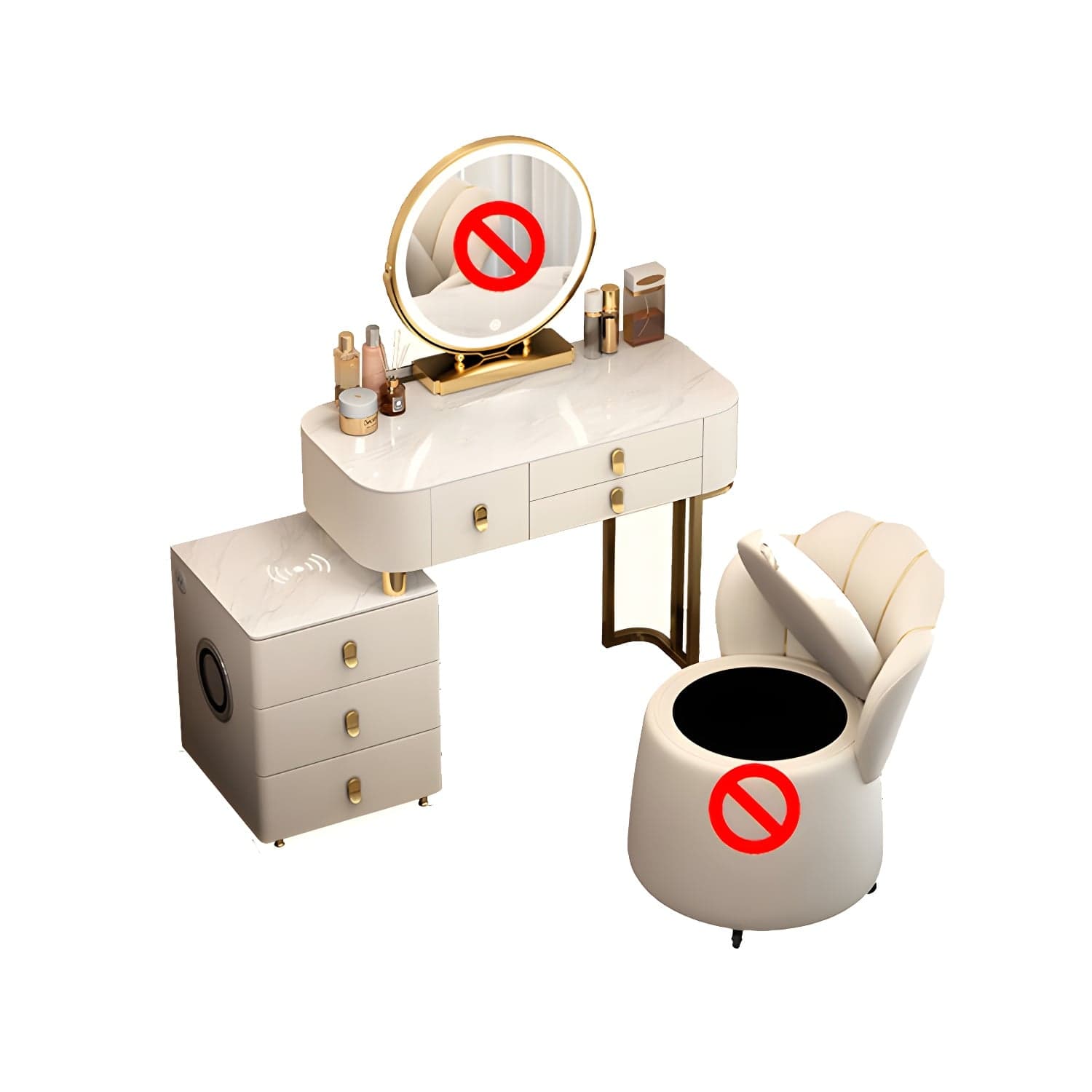Lighted Mirror Vanity Dressing Table Set with Storage Drawers thumbnail 2