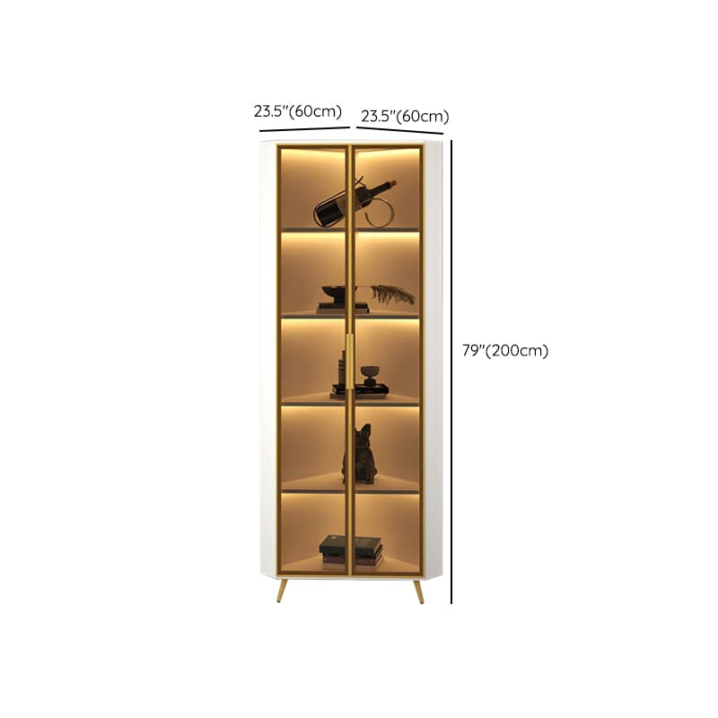 Golden Metal Corner Accent Cabinet with Glass Doors & Lighting Included thumbnail 15