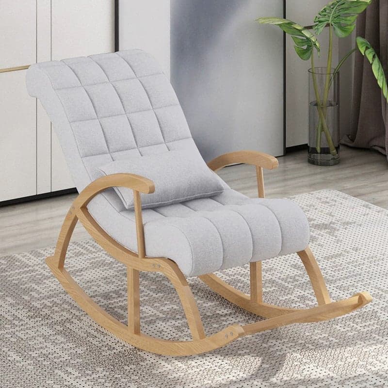 Modern Upholstered Rocking Chair with Removable Cushions - Stylish Pine Frame and Included Pillow thumbnail 10