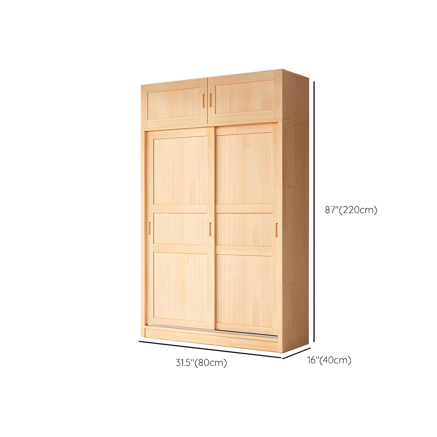 Natural Pine Solid Wood Wardrobe Freestanding Wardrobe with Sliding Doors - image 16
