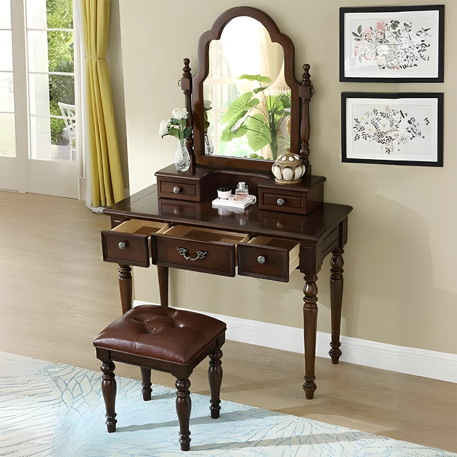 Old School Auburn Sleeping Quarters Rubberwood Push-Pull Tabletop Storage thumbnail 2