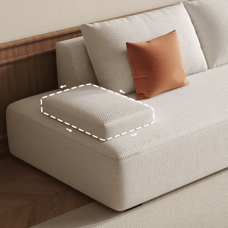 Modish Solid Color Stain Resistant Standard Sofa in Black/Light Gray/Beige for 6-Seater with 2 Pillows thumbnail 14