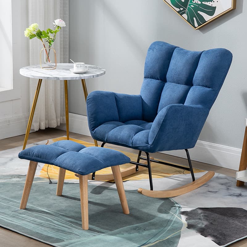 Contemporary Alloy Cushioned Living Room Rocking Chair 2 Piece Set with Footstool & Recessed Arm thumbnail 23