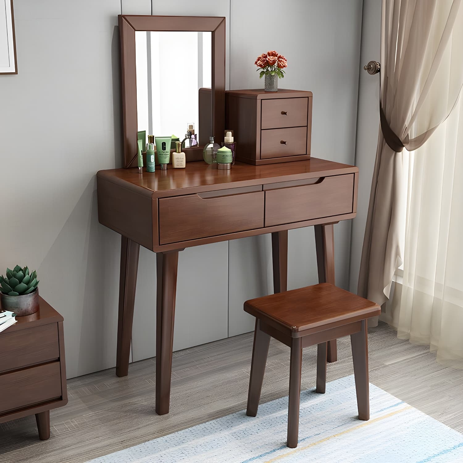 Traditions Make-up Vanity Solid Wood Bedroom With Drawer Dressing Table thumbnail 11