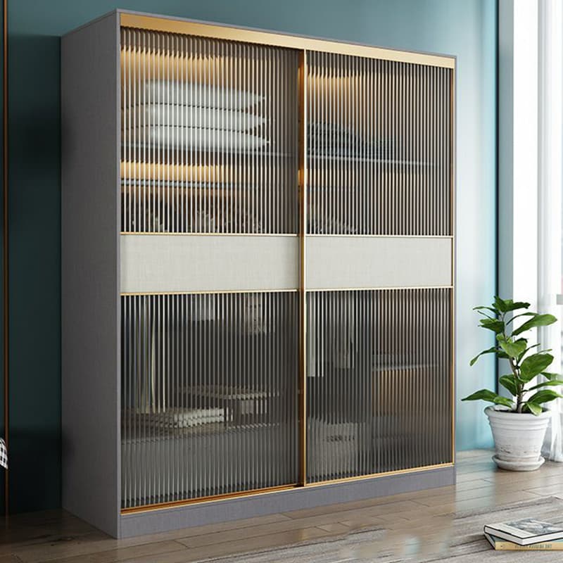 Contemporary Grey Wood Freestanding Cabinet Armoire with Lock, Interior Shelves & Soft Close Drawer thumbnail 3