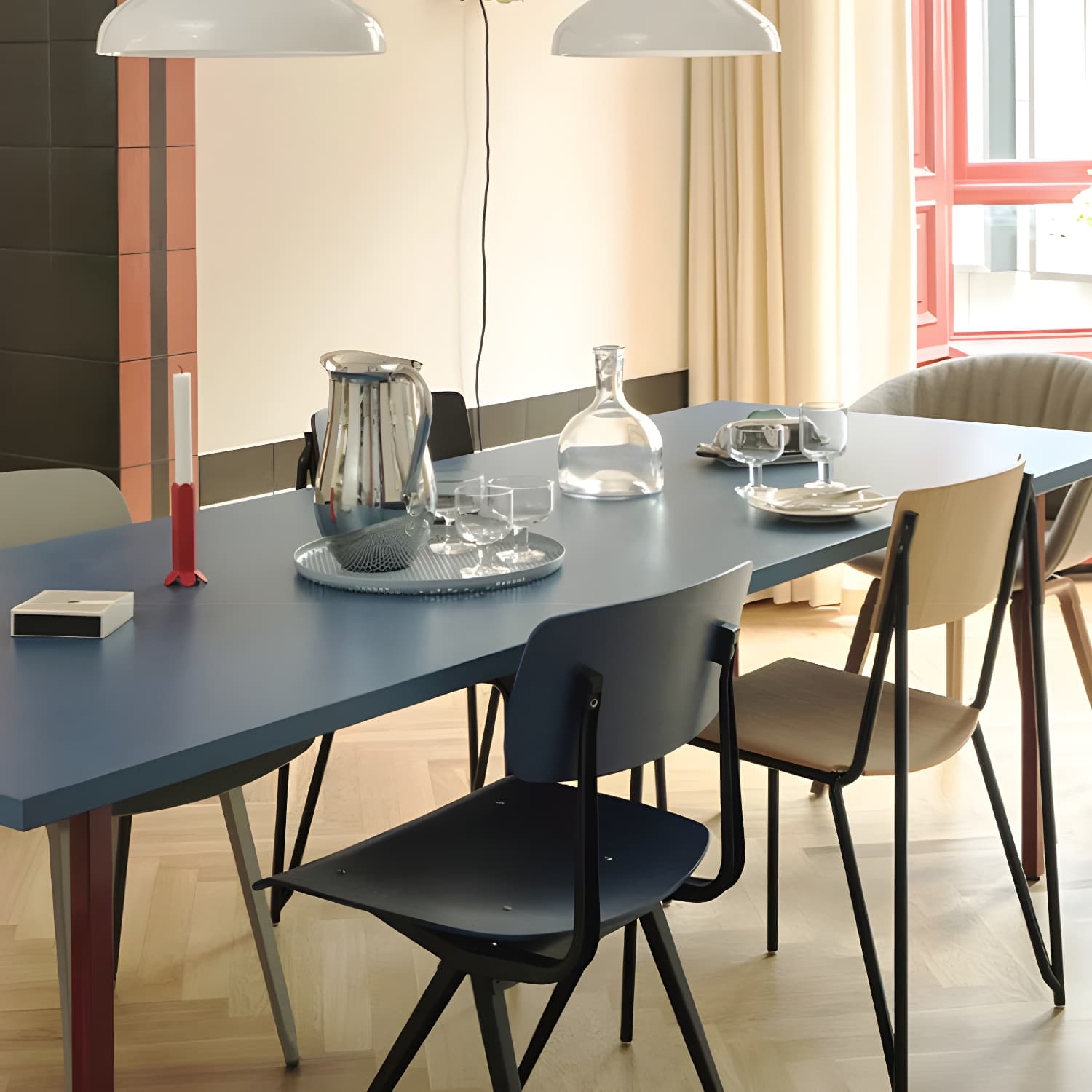 Scandinavian Wooden Rectangular Dining Table with Standard Height Legs thumbnail 5