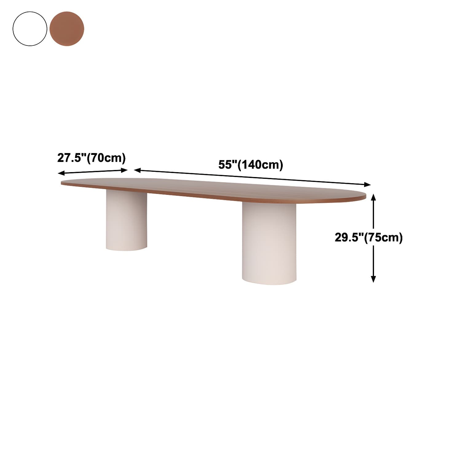Contemporary Wood Top Oval Dinette Table White Base Dining Table for Living Room thumbnail 8