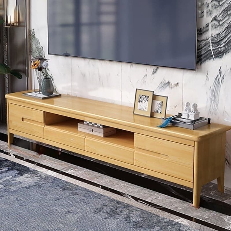 Scandinavian TV Stand with Low Height & Wood Material & 2 Drawers thumbnail 1