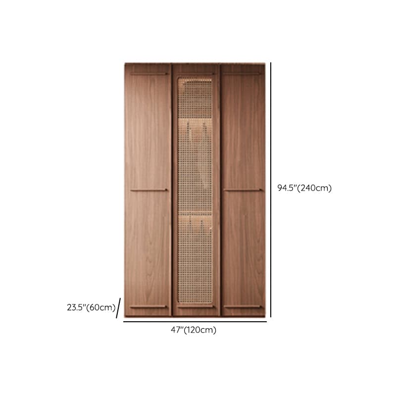 Simplistic Wood Color Timber Wardrobe Closet with Soft Close Door, Interior Shelves, and Hanging Rod thumbnail 13