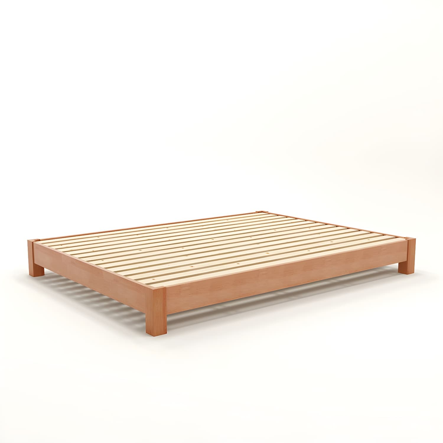 Solid Wood Standard Bed Contemporary Rubberwood Platform Bed with Legs thumbnail 6