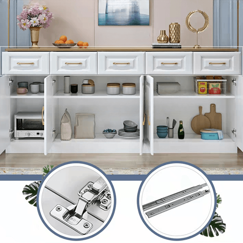 Standard/Narrow Sideboard in Timber with Drawers, 5 Doors/3 Doors/2 Doors, 2 Shelves/3 Shelves/One Internal Shelf and 5 Drawers/4 Drawers/3 Drawers in a Trendy Style thumbnail 6