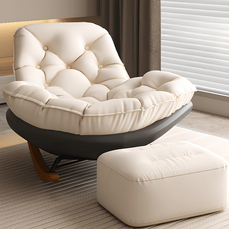 Stationary Upholstered Rocking Chair with Cushioned Rear in a Scandinavian Style, Footstool Included/Not Included thumbnail 24
