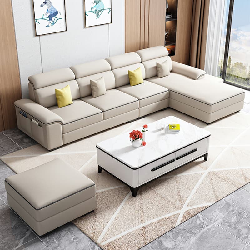 Modern L-Shape Right Hand Facing Sofa & Chaise with Concealed Support thumbnail 7