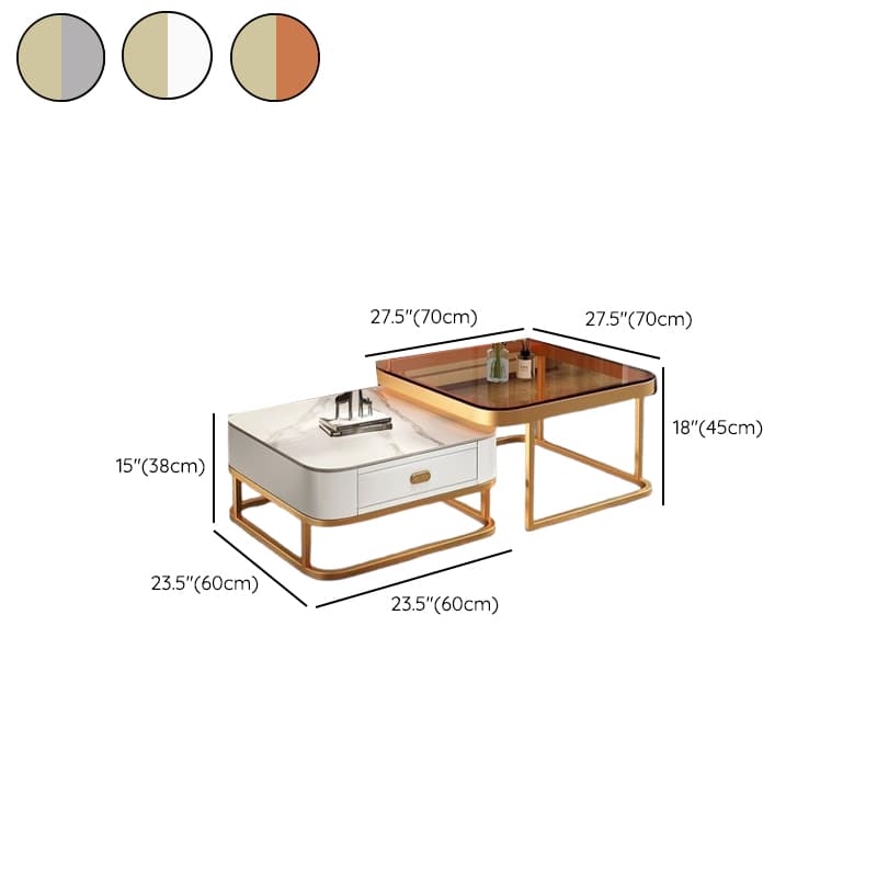 Square Double Nesting Accent Table with Framework Base for Home thumbnail 15