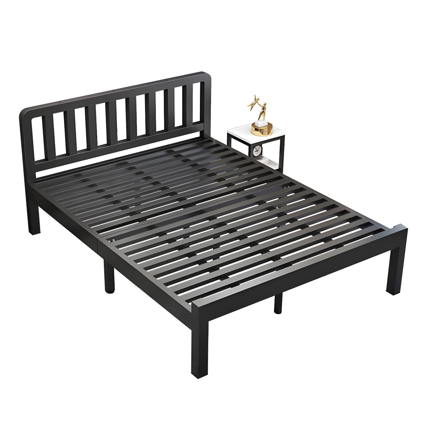 Contemporary Metal Bed Frame Solid Color Slat Bed with Custom Gold Legs thumbnail 11
