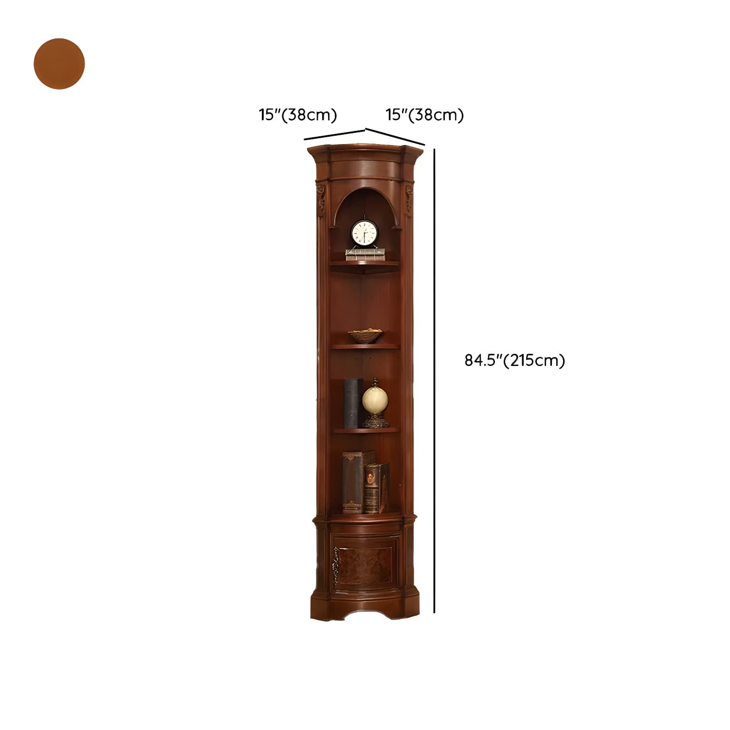 Corner Mid-Century Modern Accent Cabinet with Wood Countertop and Glass Doors thumbnail 17
