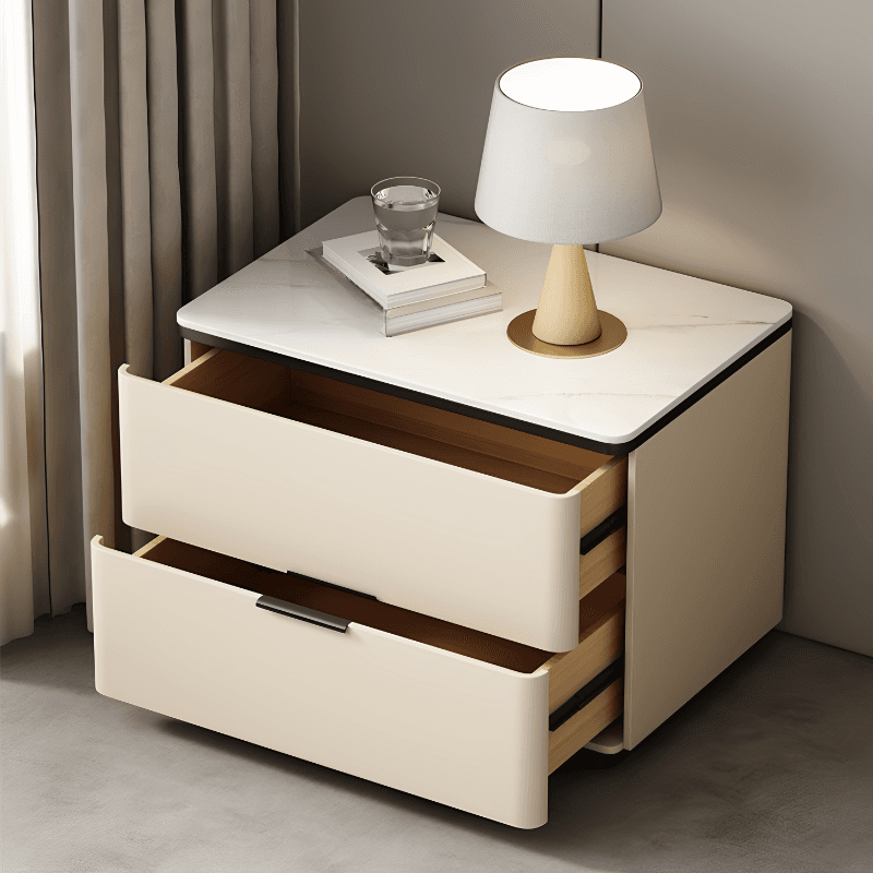 Organic Modern Nightstand With Drawer Organization Featuring 2 Drawers and Stone Countertop thumbnail 13