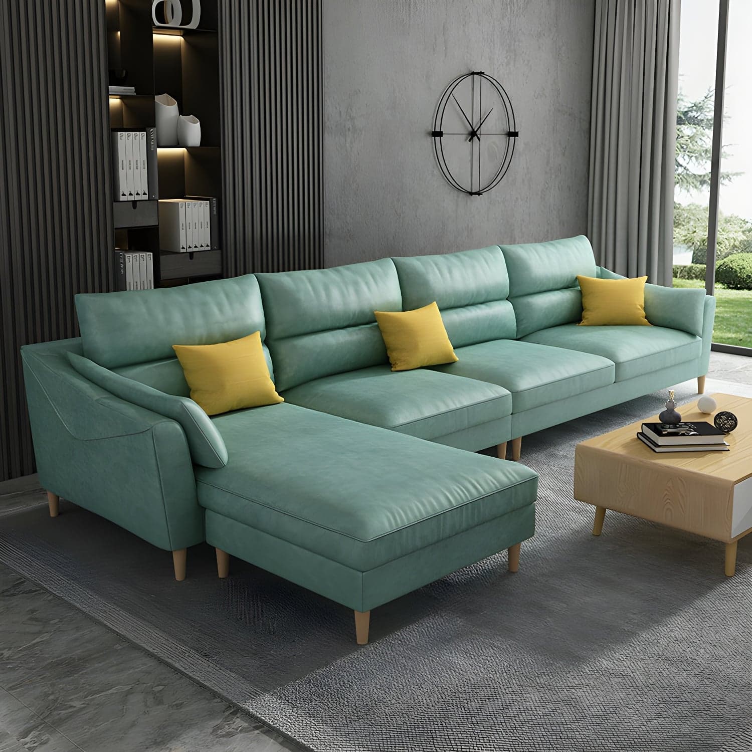 Scandinavian Wood Frame Straight Modular Sofa with Slipcover and Ottoman in 3 Piece Set thumbnail 4