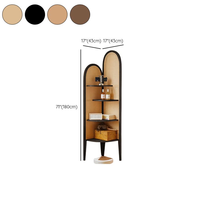 Modern Corner Unattached Accent Chest with 4 Exterior Shelves and Rubberwood Countertop in Black/Brown/Wood Grain thumbnail 15
