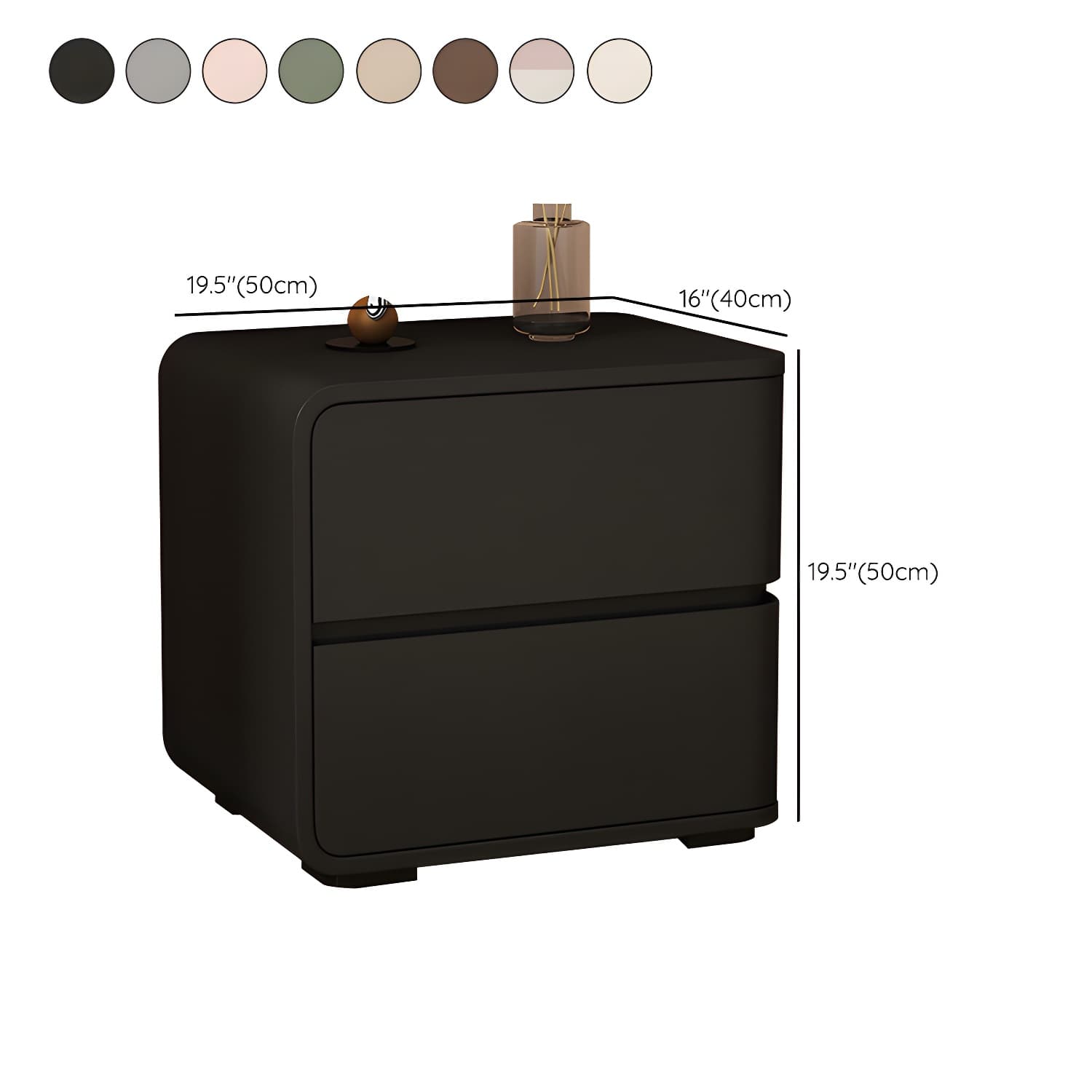 Contemporary Bed Nightstand Solid Wood Bedside Cabinet with 2 Drawers thumbnail 24