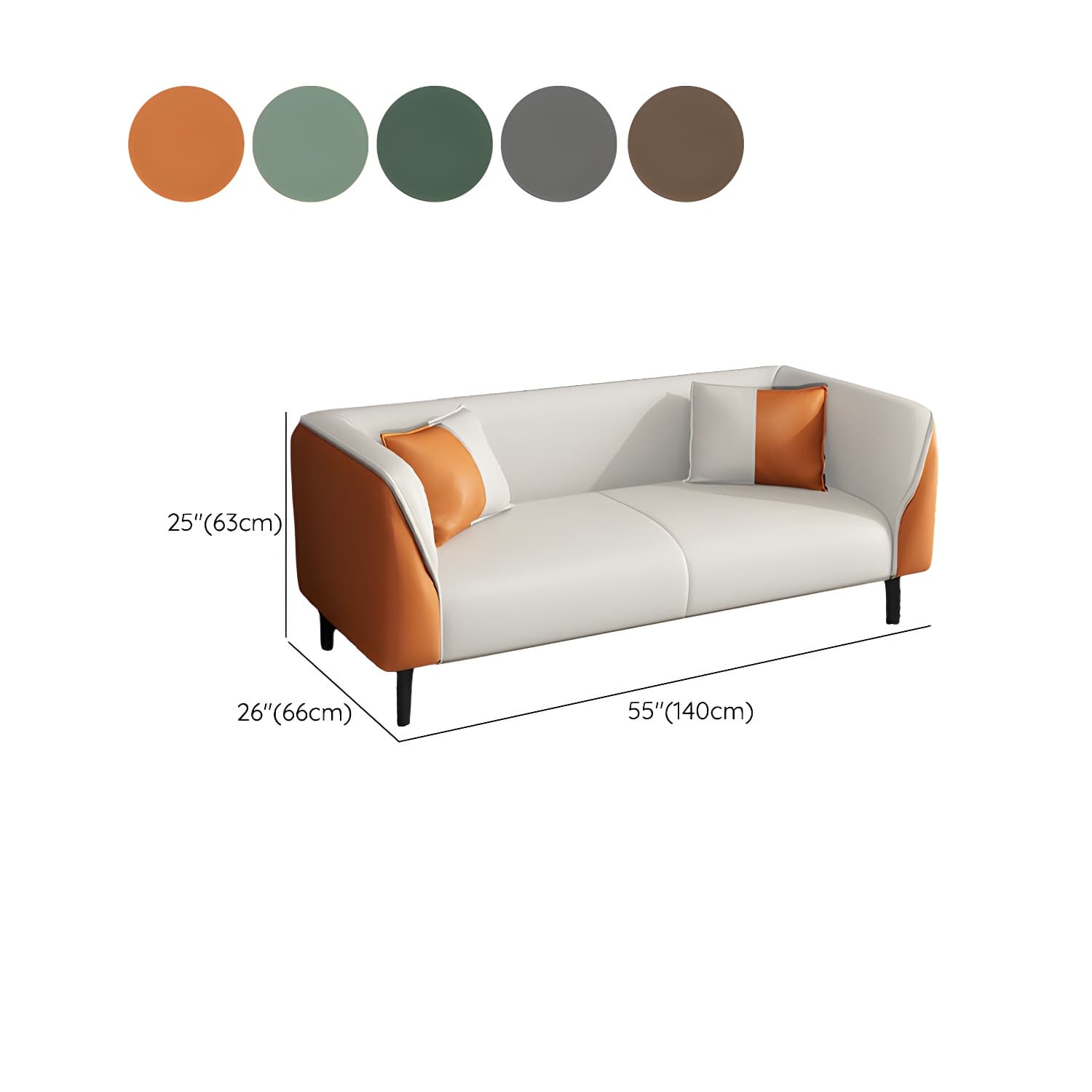 Contemporary Faux Leather Tuxedo Sofa with Water Resistant Design and Foam Seat Cushions thumbnail 20