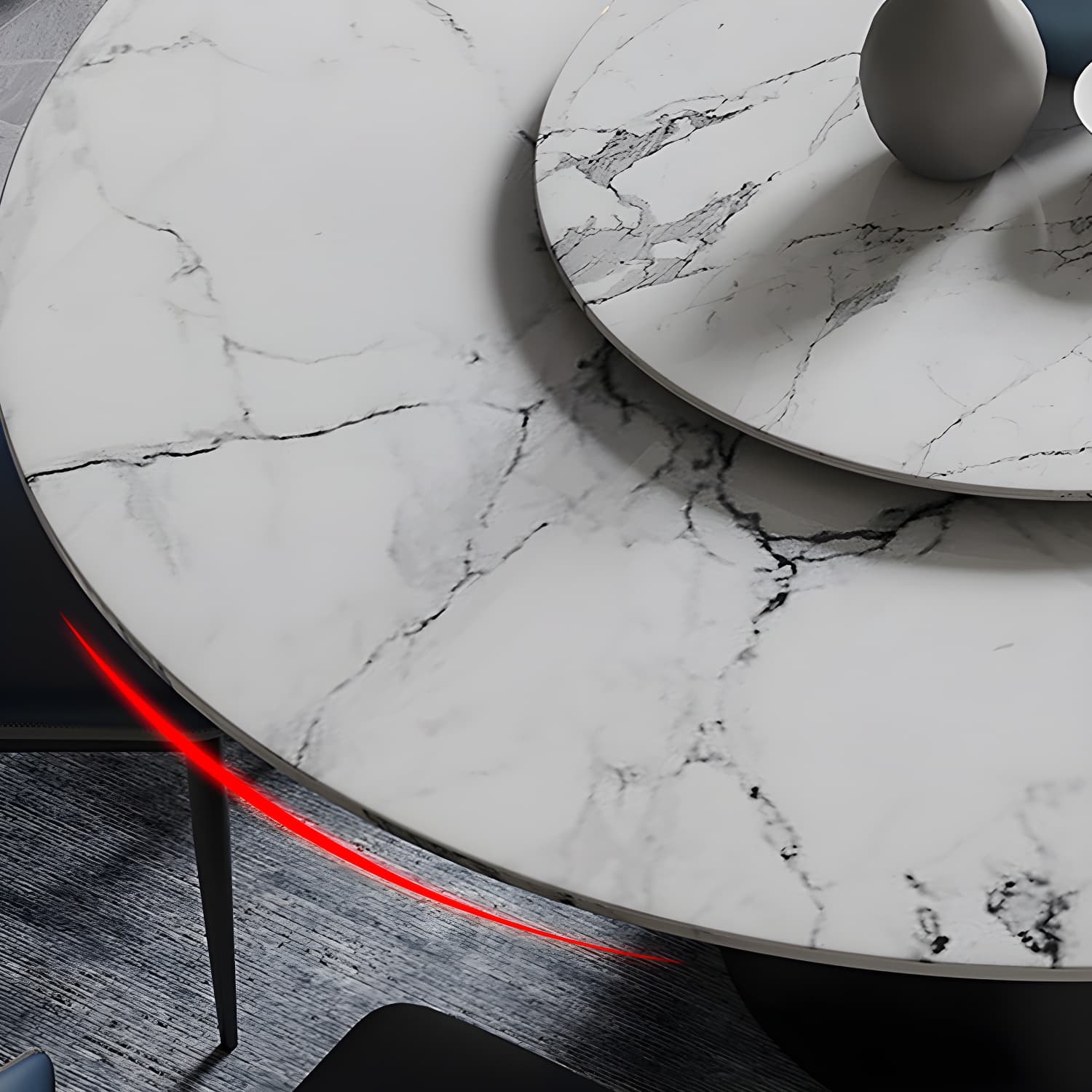 Contemporary Stone Round Dining Set 1/4/7/11 Pieces Turntable Dining Furniture for Home thumbnail 7