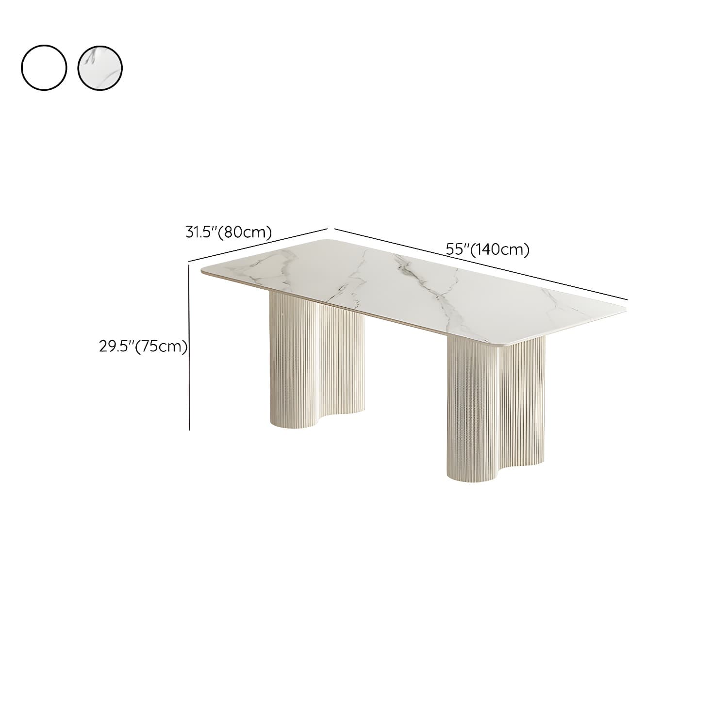 White Modern Stone Top Kitchen Dining Table with Metal Base for Home thumbnail 23