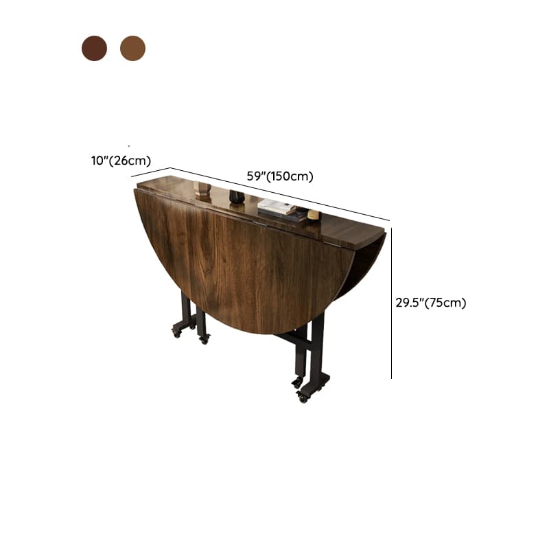 Simple Circular Weathered Wood Dining Table with MDF Top and Extendable Leaf Mechanism thumbnail 19