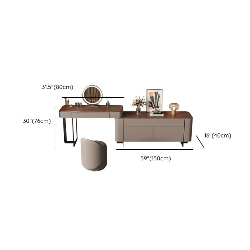 Vanity Set in Tan with 7 Drawers, Scalable and Push-Pull Features thumbnail 13