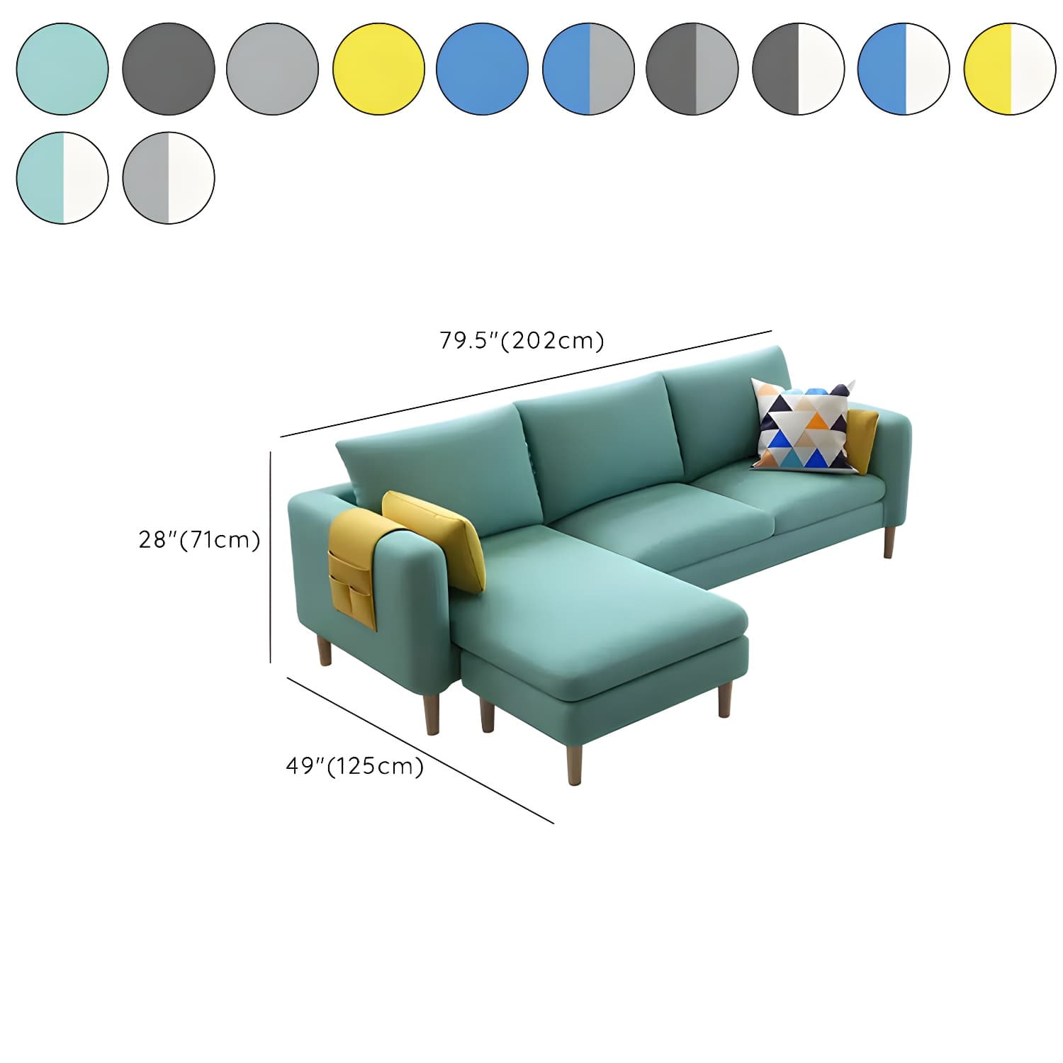 79.5" W L-Shaped Sectional Sofa with Square Arm and Bolster Pillows thumbnail 21