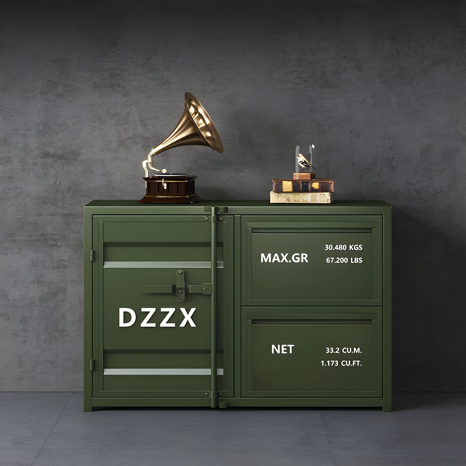 Industrial Metal Sideboard Credenza with Cabinets and Drawers
