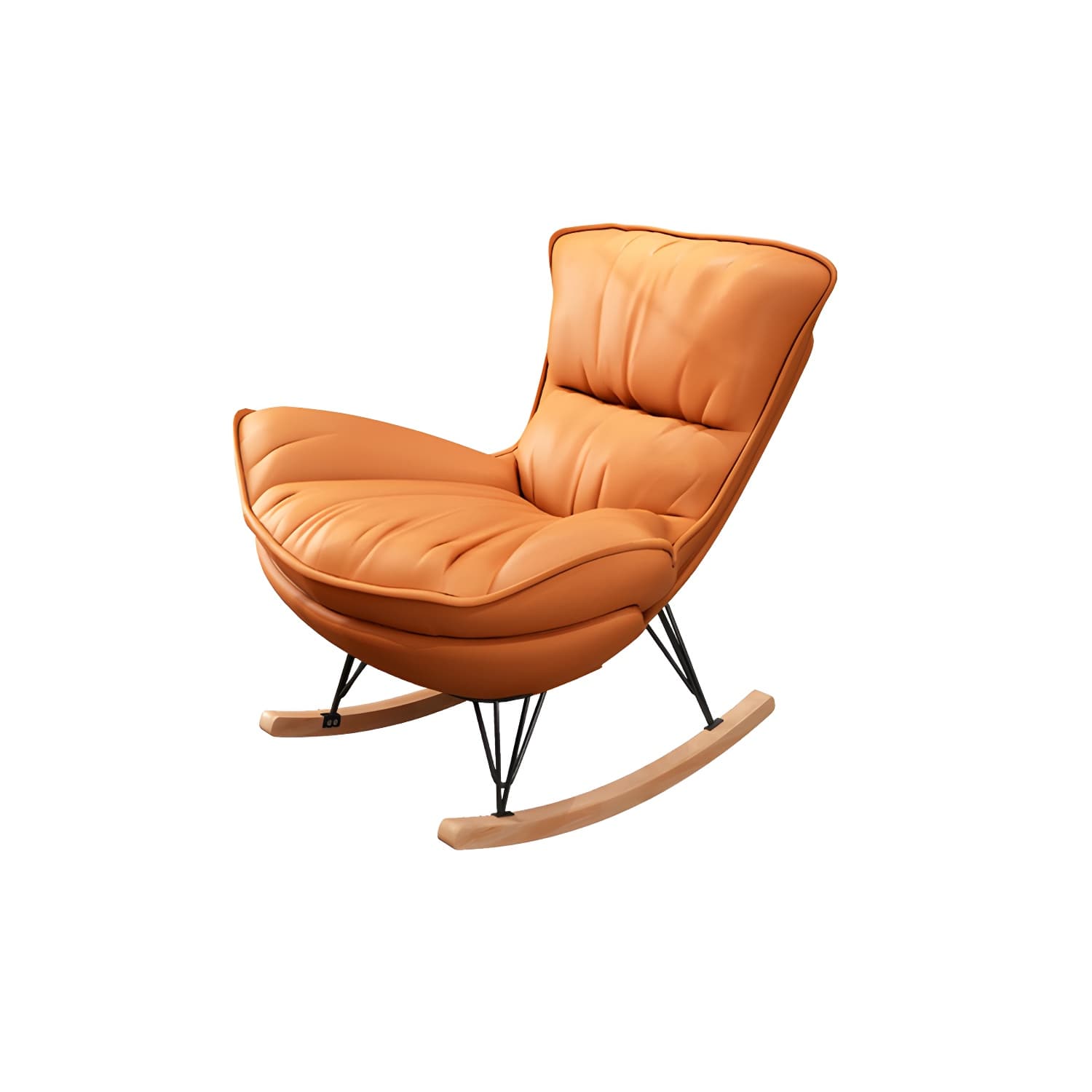 Modern Glider Chair Pure Color Metal Dark Legs Rocking Chair with Ottoman thumbnail 14