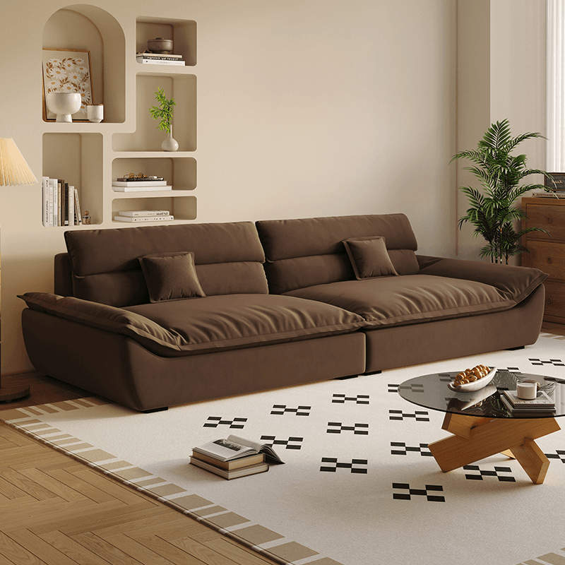 Modern Solid Color Scratch-defiant Standard Sofa in Light Gray/Taupe/Citrus Color, 3-seater with 2 Pillows thumbnail 4