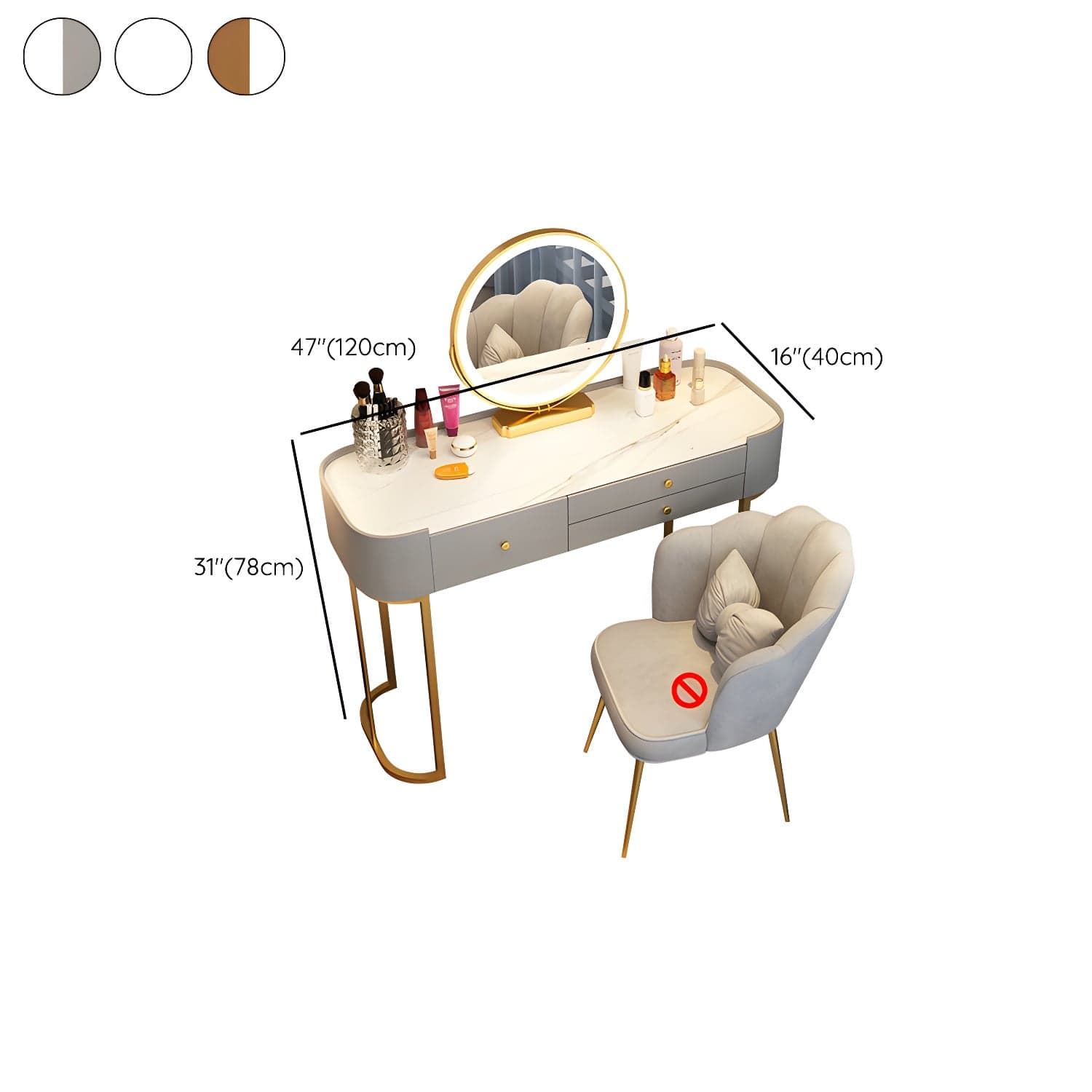 Glam Glass Vanity Dressing Table Bedroom Make-up Vanity with Drawer thumbnail 21