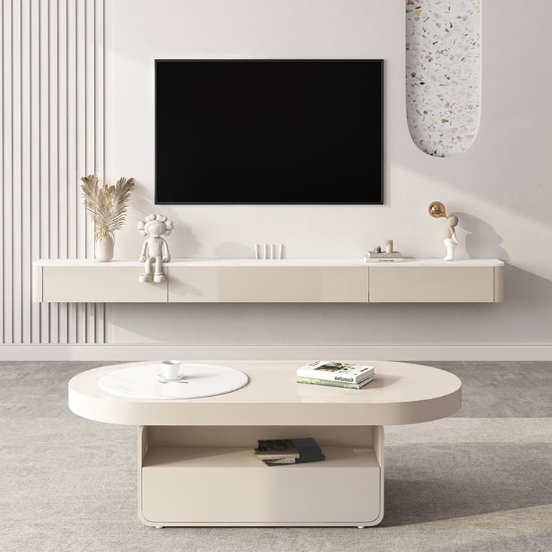 Contemporary Rectangular Wall Mounted TV Stand with Door Living Room thumbnail 14