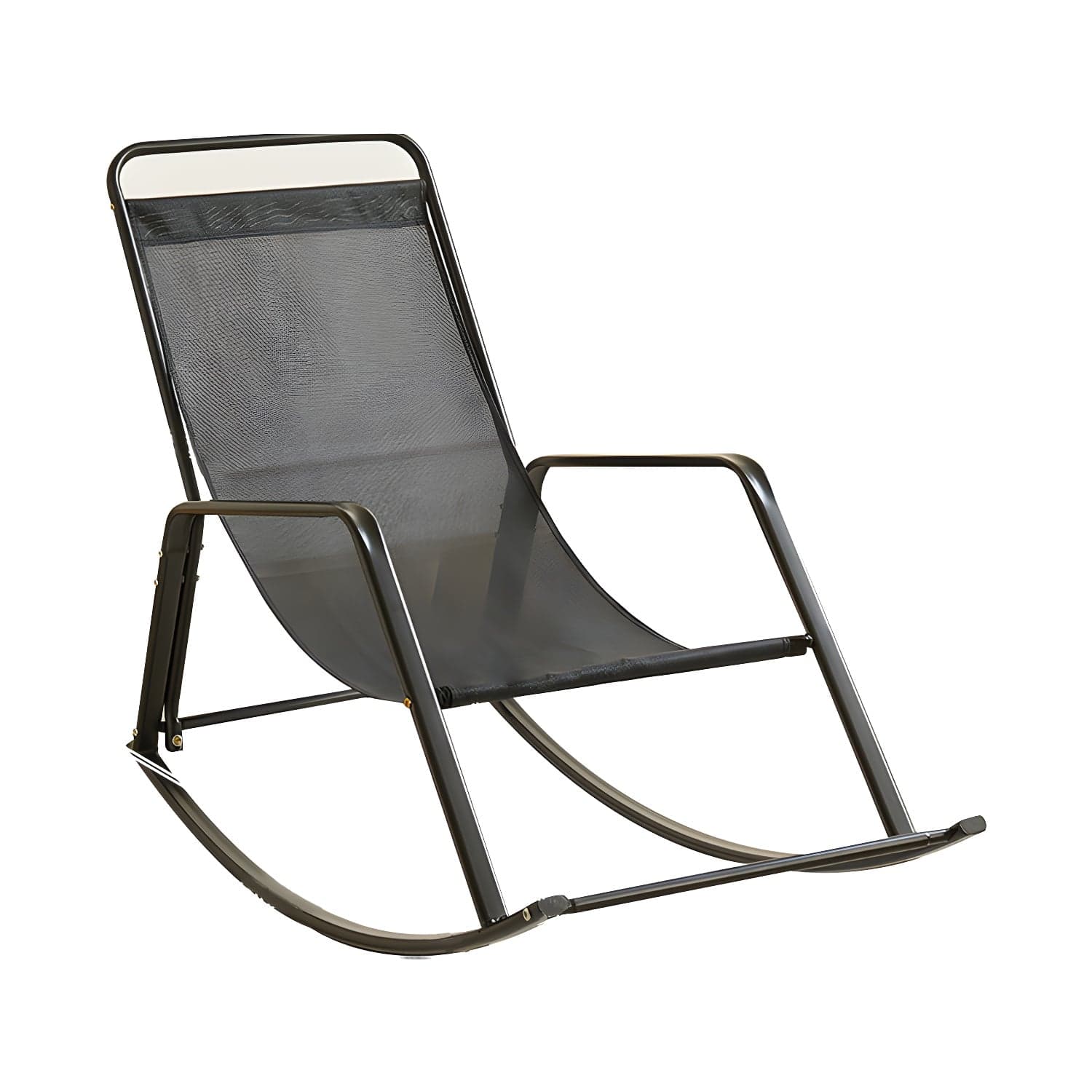 Stylish Modern Upholstered Rocking Chair with Black Metal Legs and Tufted Back thumbnail 2