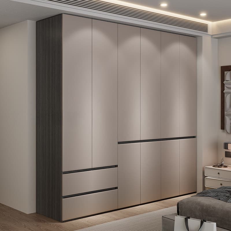 Sand Minimalist Laminate Cabinet Armoire with Soft Close Drawer, Soft Close Door, Interior Shelves, and Clothing Rod thumbnail 2