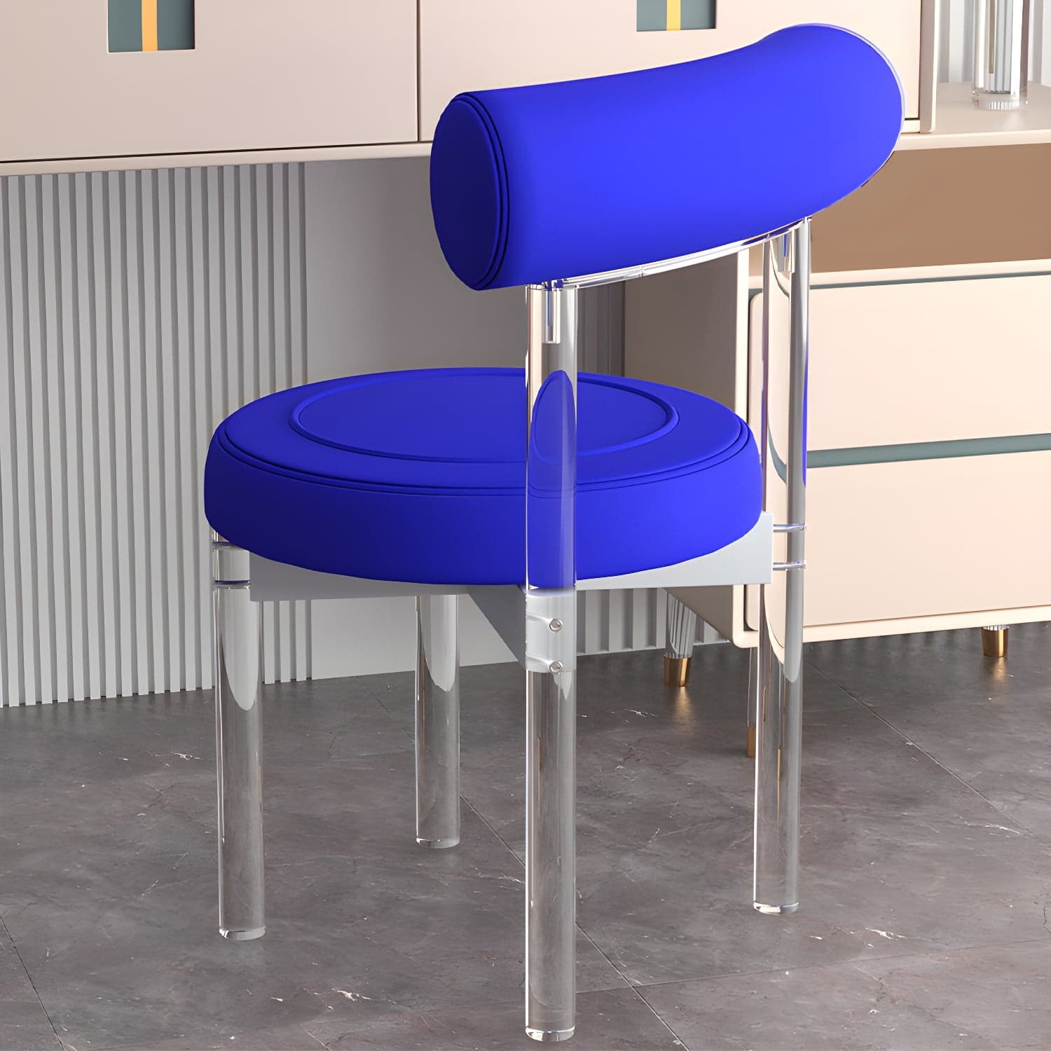 Clear Leg Modern Side Chair with Low Back and Upholstered Polyurethane Seat thumbnail 5