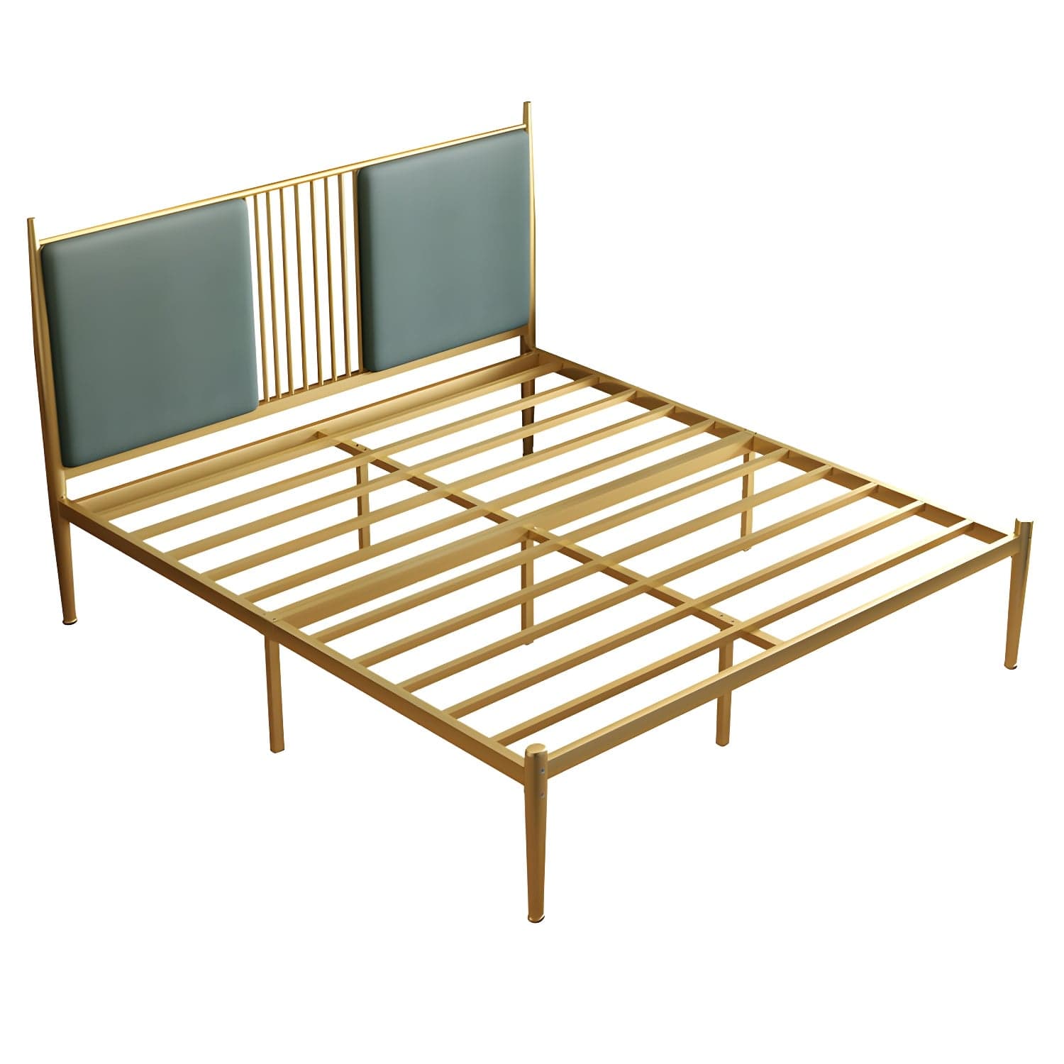 Golden Metal Bed Frame Set Glam 47.24" H Wire-Grid Open-Frame Bed with Headboard thumbnail 1