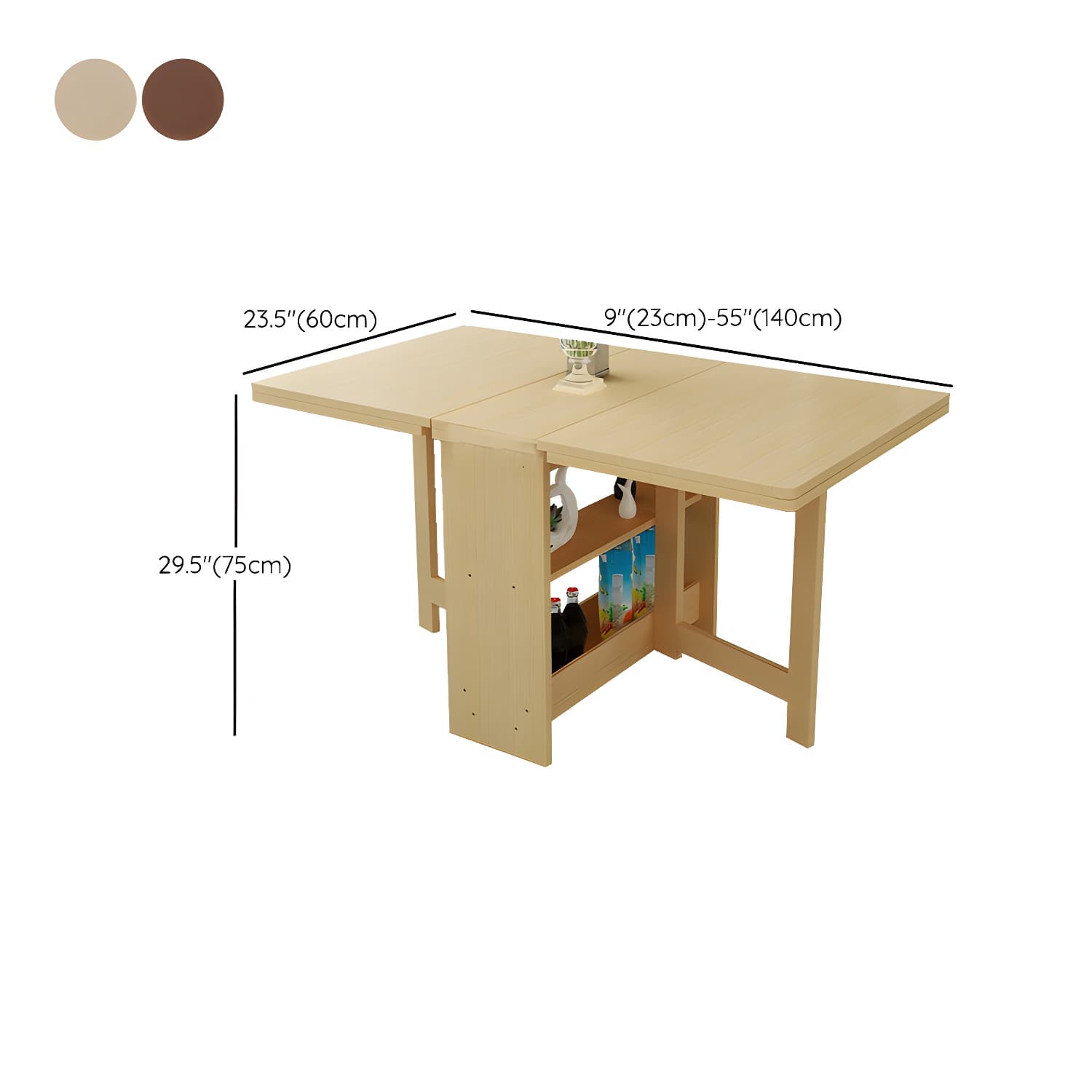 Modern Rectangular Wood Dining Table with Pedestal Base, Seats 4, Drop Leaf Design thumbnail 16