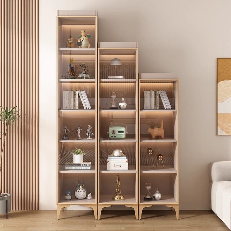 Simple Rectangular Standalone Accent Cabinet with Closet, Laminate Countertop, Glazed Door, and Sand Top thumbnail 4