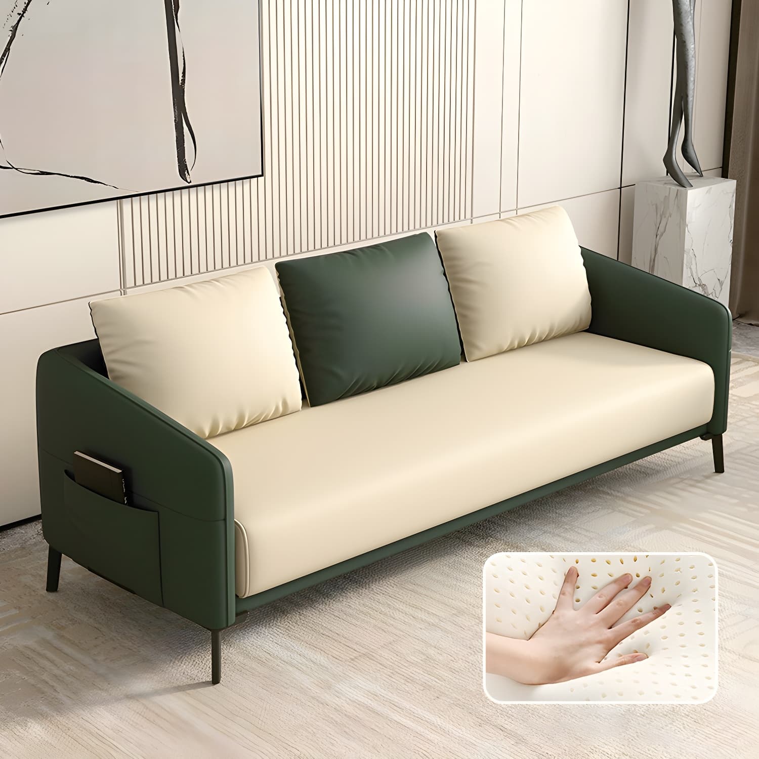 Modern Wood Frame Standard Sofa with Square Arms in Solid Color & Tear Resistant thumbnail 15