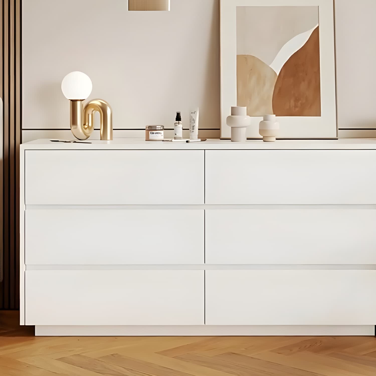 Modern Wood Vanity with Drawers, Large Size, Soft Close Glides, 40cm Width, 75cm Height thumbnail 9
