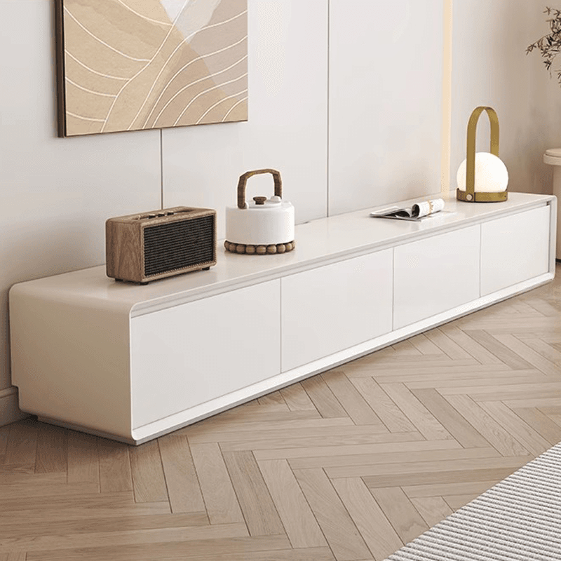 Simple White Lumber TV Stand with Cable Management & 3 Drawers/4 Drawers/6-Drawer thumbnail 1