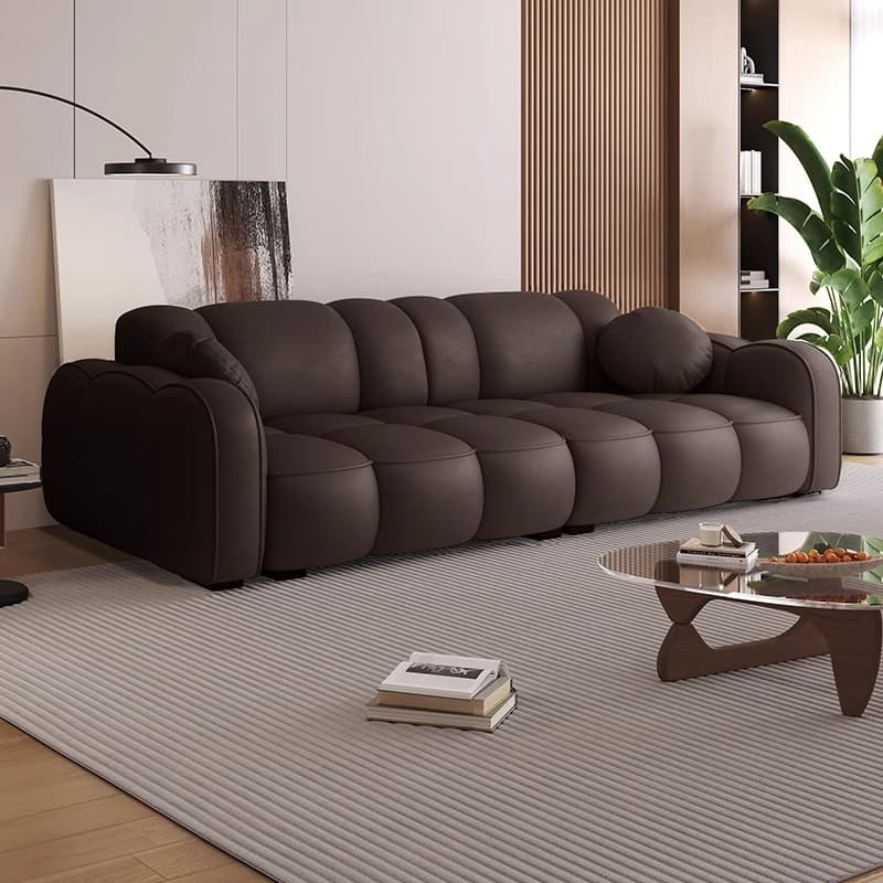 Modish Solid Color Standard Sofa Stain Resistant/Water Resistant Dove Grey/Apricot Color/Mocha with 2 Pillows & Armrest for 4 Person/3-seater thumbnail 2