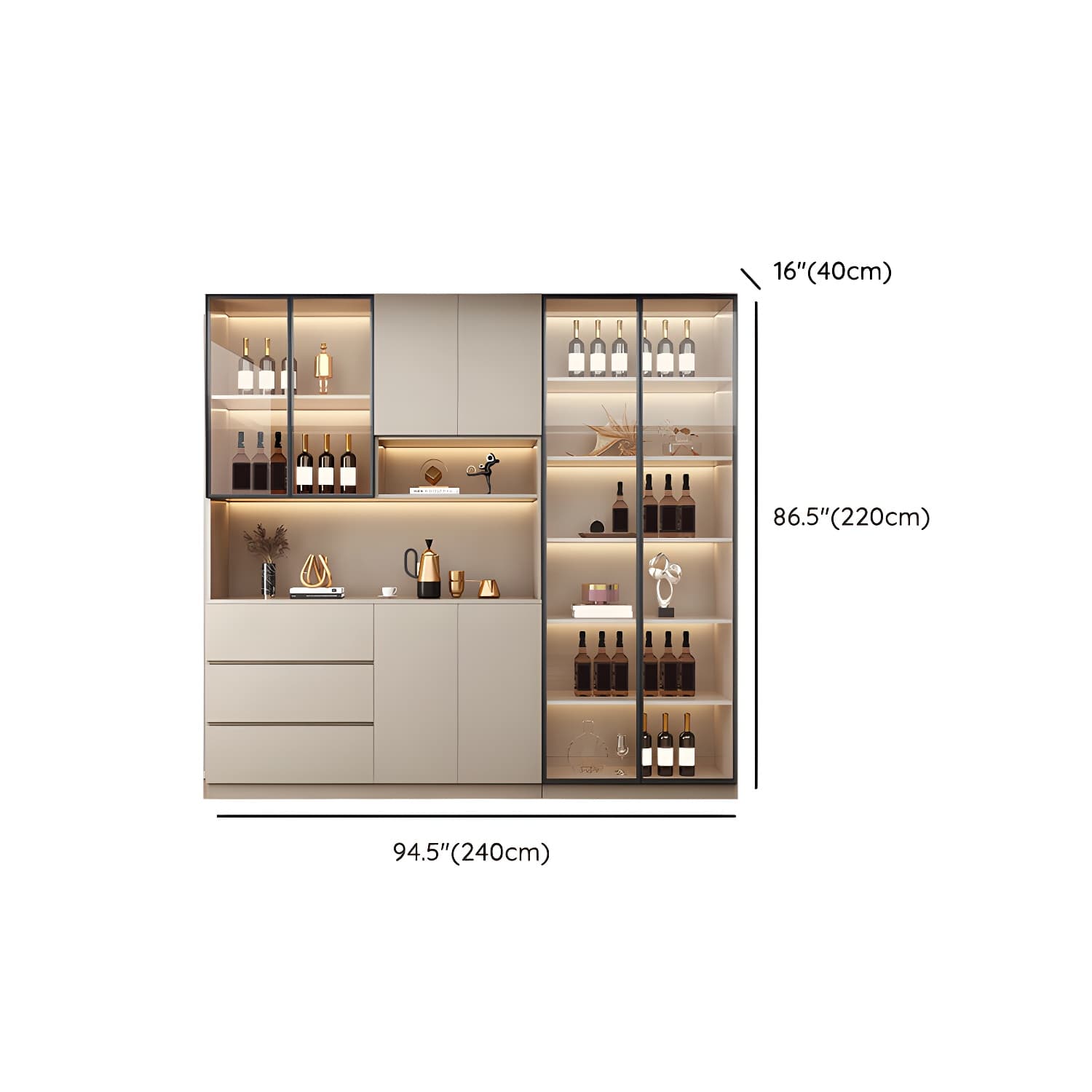 Modern Wood Cabinet with Glass Doors and Non-adjustable Shelves thumbnail 20