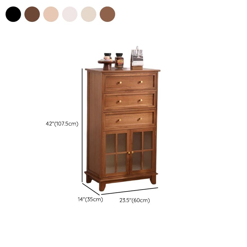 Rectangular Damp-proof Accent Cabinet with Storage Drawer, Closet, Glazed Door, Cabinet Knobs in Chalk/Brown/Wood Color thumbnail 16