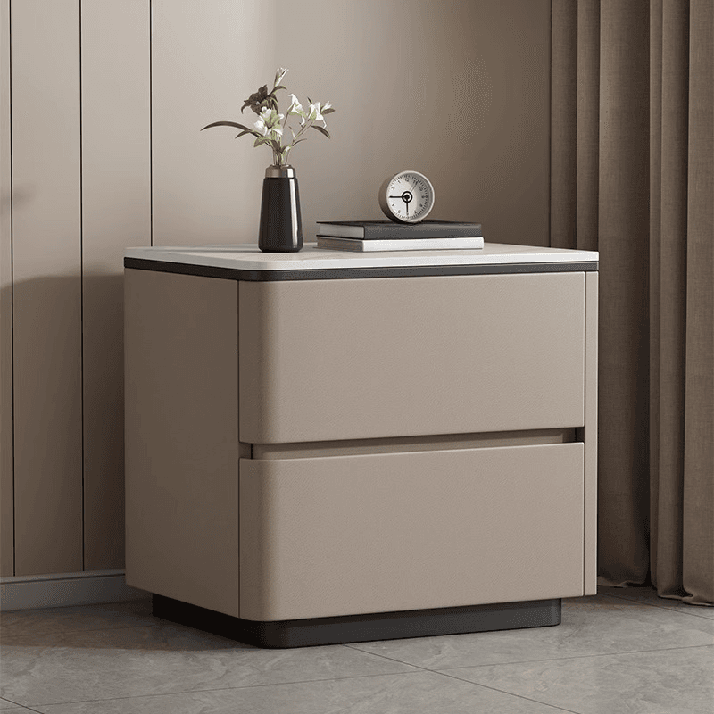 Organic Modern Nightstand With Drawer Organization, 2 Drawers, and Stone Countertop thumbnail 6
