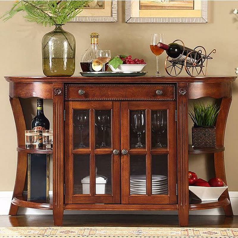 Traditional Wooden Sideboard with Storage Cabinets and Drawers thumbnail 7
