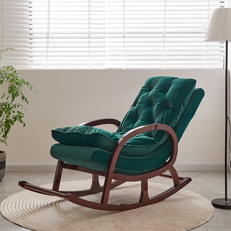 Grey/Blush/Light Green Modish Upholstered Rocking Accent Chair with Round Arm thumbnail 4